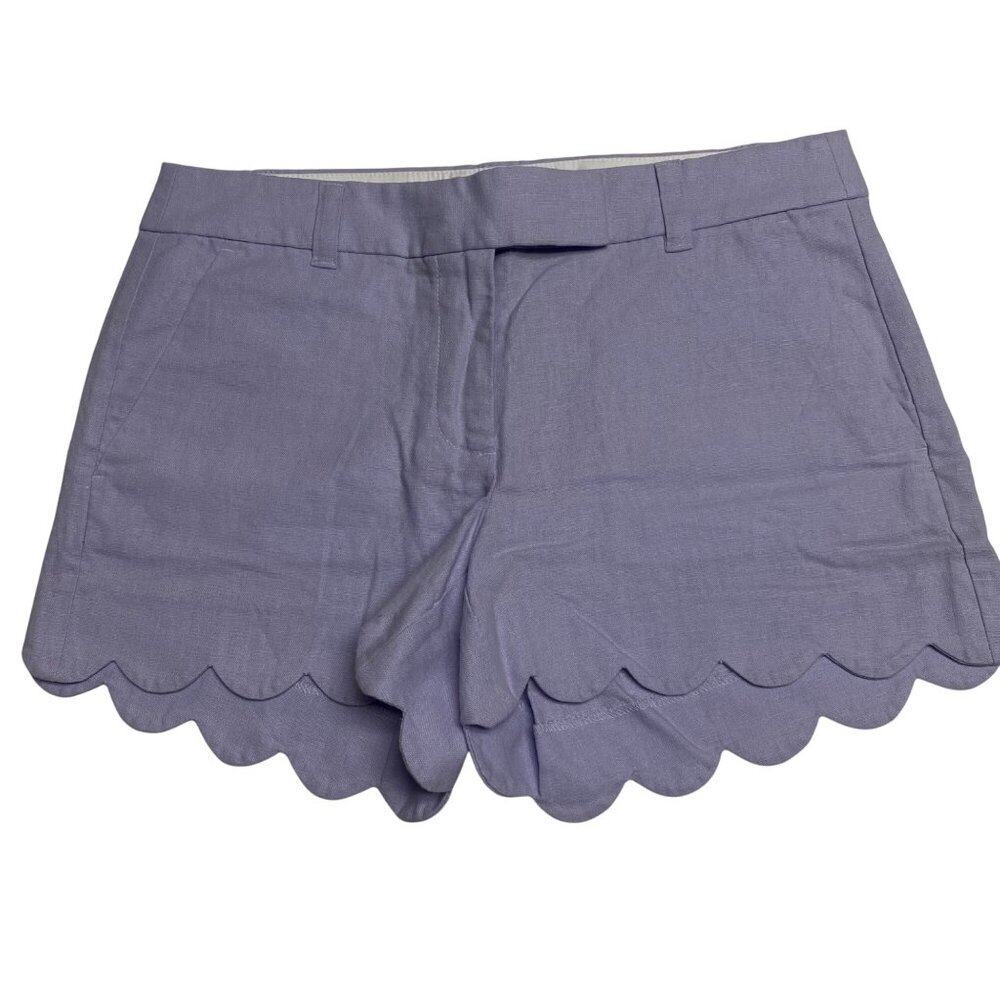 J.Crew Womens Lavender Scalloped Hem Shorts Cotton Blend Casual 4